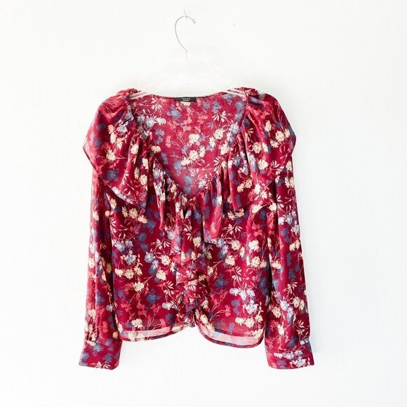 🦋 VICI Floral Among the Roses Cascading Top Blouse Medium - Picture 6 of 7